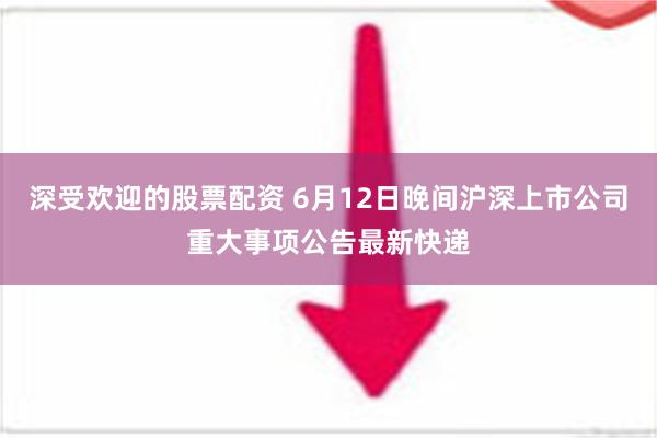 深受欢迎的股票配资 6月12日晚间沪深上市公司重大事项公告最新快递