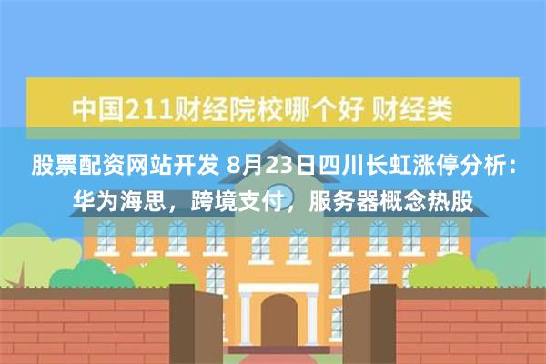 股票配资网站开发 8月23日四川长虹涨停分析：华为海思，跨境支付，服务器概念热股